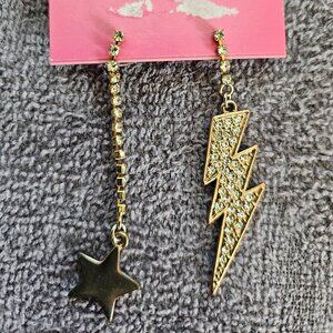 Betsey Johnson Star and Lightning dangling Earrings